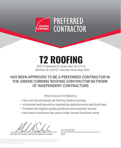 Owen Corning Preferred Roofing Contractor
